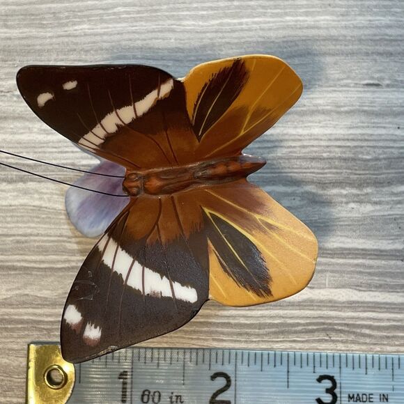 Franklin Mint Hargreaves Butterflies of the World Tufted Jungle King Blue Flower - Picture 6 of 11